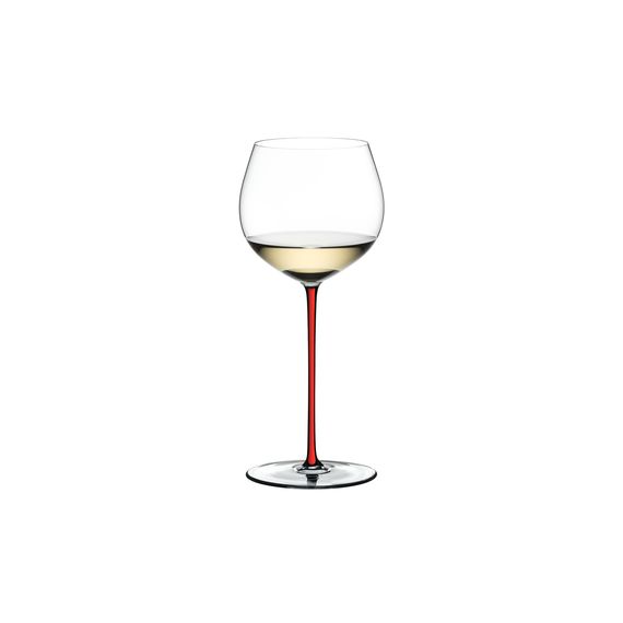 Бокал для белого вина Oaked Chardonnay, 620 мл, прозрачный/красный, хрусталь, серия Fatto a Mano, Riedel, фото 