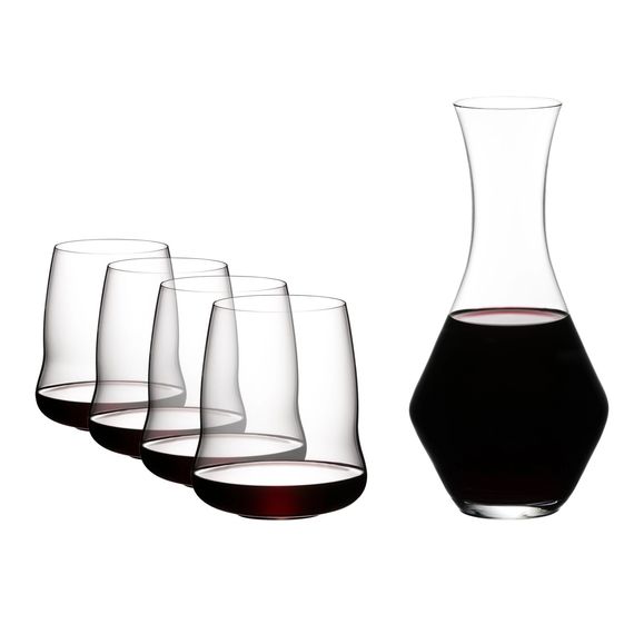Хрустальный набор из 4-х бокалов для красного вина Cabernet Sauvignon и декантер Merlot Winewings, 5789/30, Riedel, фото 