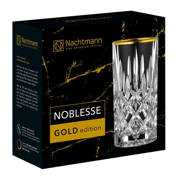 Набор высоких стаканов Noblesse GOLD, 375 мл, 2 шт, бессвинцовый хрусталь, золото 24к, Nachtmann, фото , изображение 5